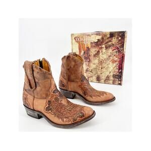 Rare Old Gringo Women’s 7.5 Le Medeline Winged Heart Tooled Short Cowgirl Boots